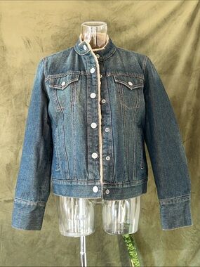 GAP Blue Denim Jacket with Cream Sherpa Lining